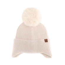 Load image into Gallery viewer, Earflap C.C Faux Fur Pom Beanie
