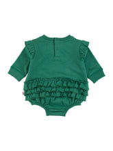 Load image into Gallery viewer, Baby Girls Fir Green Sweatshirt Bubble Romper
