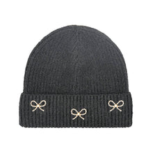 Load image into Gallery viewer, Pearl Bow Embellished Cuff C.C Beanie (Multiple colors)
