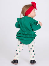 Load image into Gallery viewer, Baby Girls Fir Green Sweatshirt Bubble Romper
