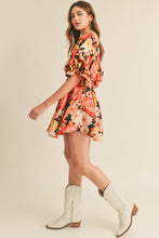 Load image into Gallery viewer, Kamila- Floral Print Bubble Sleeve Flared Dress
