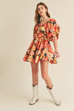 Load image into Gallery viewer, Kamila- Floral Print Bubble Sleeve Flared Dress
