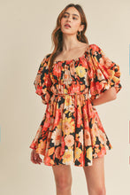 Load image into Gallery viewer, Kamila- Floral Print Bubble Sleeve Flared Dress
