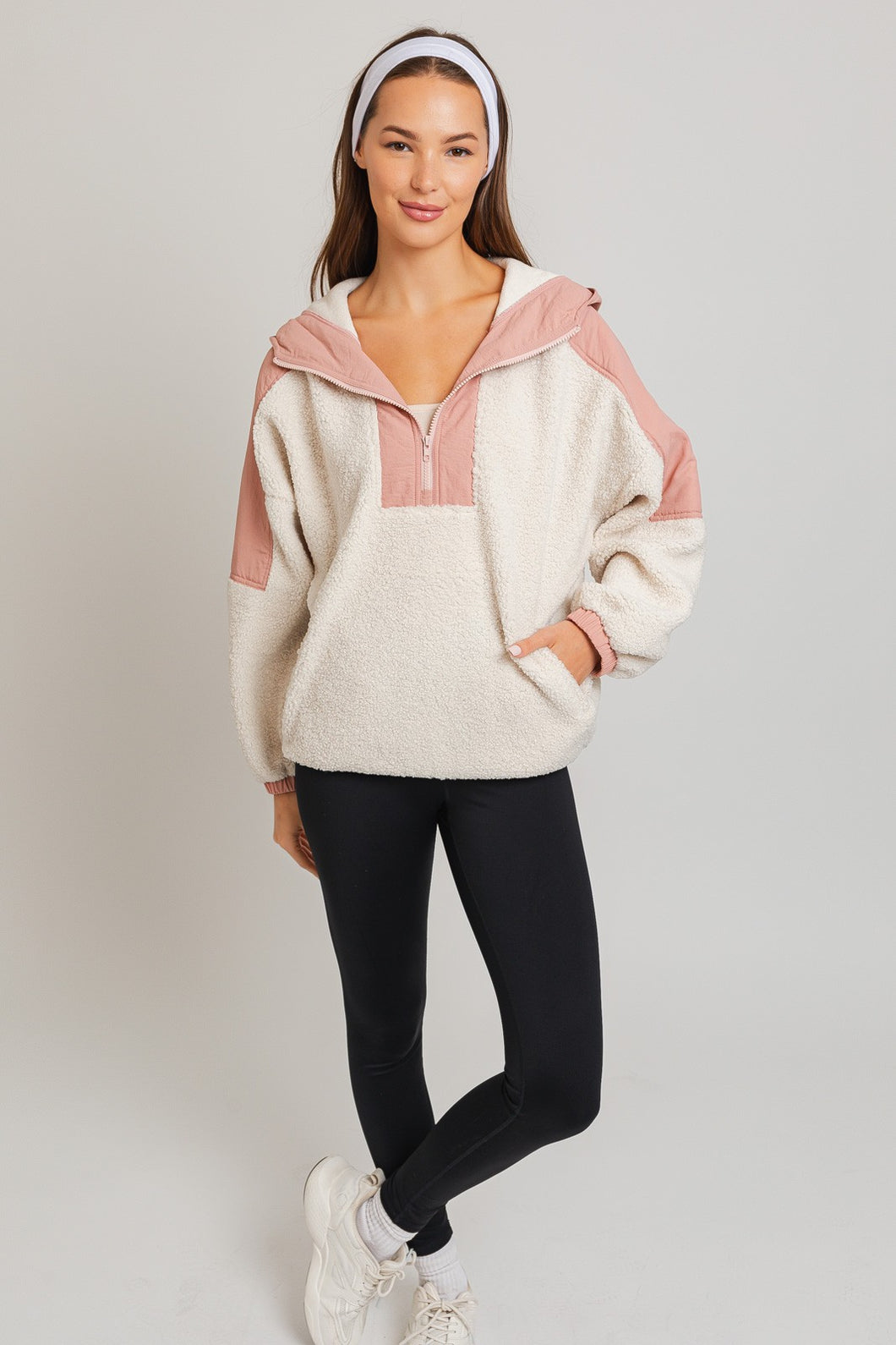 Ainsley- Color Block Pullover Fleece Jacket