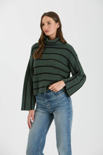 Load image into Gallery viewer, Josie- Stripe Turtleneck Long Wide Sleeve Sweater
