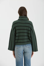 Load image into Gallery viewer, Josie- Stripe Turtleneck Long Wide Sleeve Sweater
