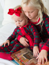 Load image into Gallery viewer, Baby Girls Merry Memories Plaid Bamboo Viscose Footed Ruffle One Piece Pajama
