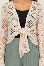 Load image into Gallery viewer, Giselle- Crochet Knit Tie Front Cardigan
