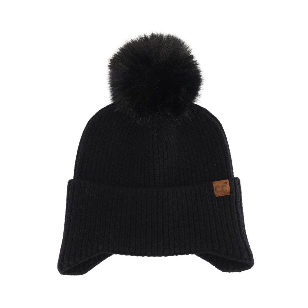 Earflap C.C Faux Fur Pom Beanie