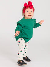 Load image into Gallery viewer, Baby Girls Fir Green Sweatshirt Bubble Romper
