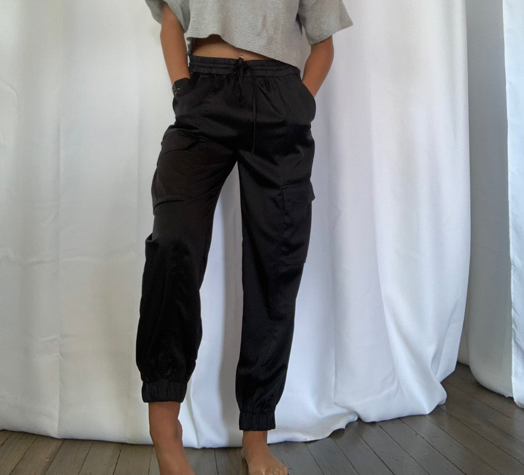 Matilda- Satin Cargo Jogger Pants