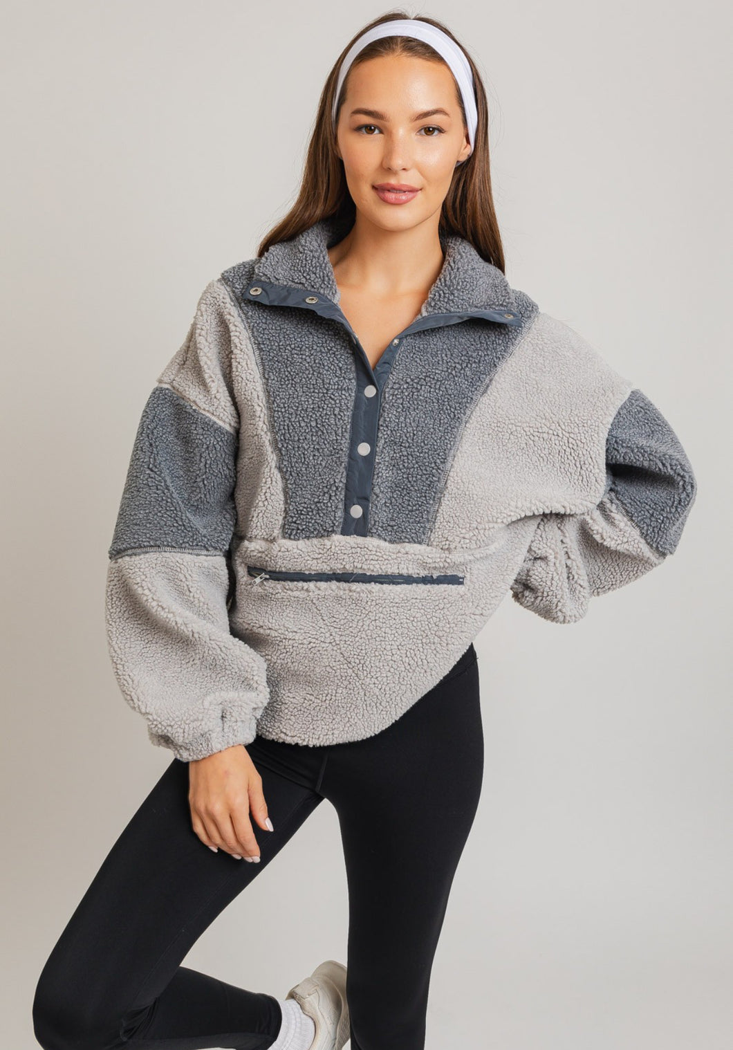 Bristol- Contrast Detail Oversized Sherpa Pullover