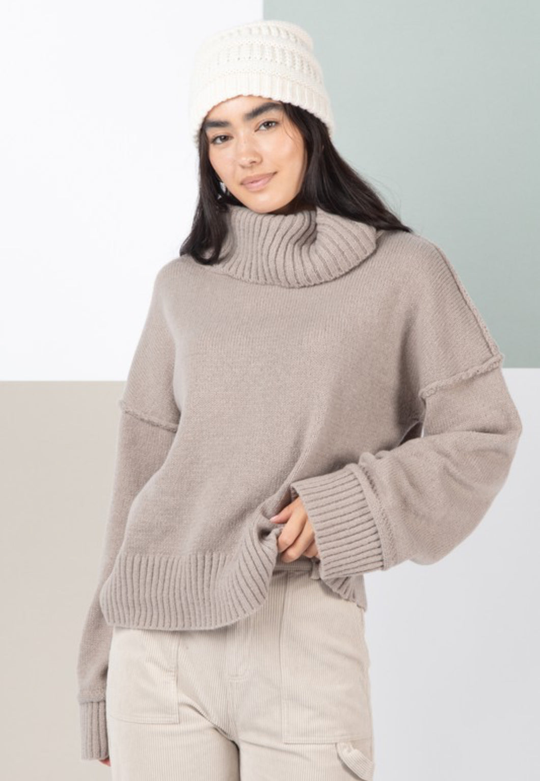 Gracie- Turtleneck Solid Cozy Sweater Top