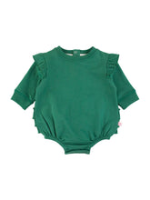 Load image into Gallery viewer, Baby Girls Fir Green Sweatshirt Bubble Romper
