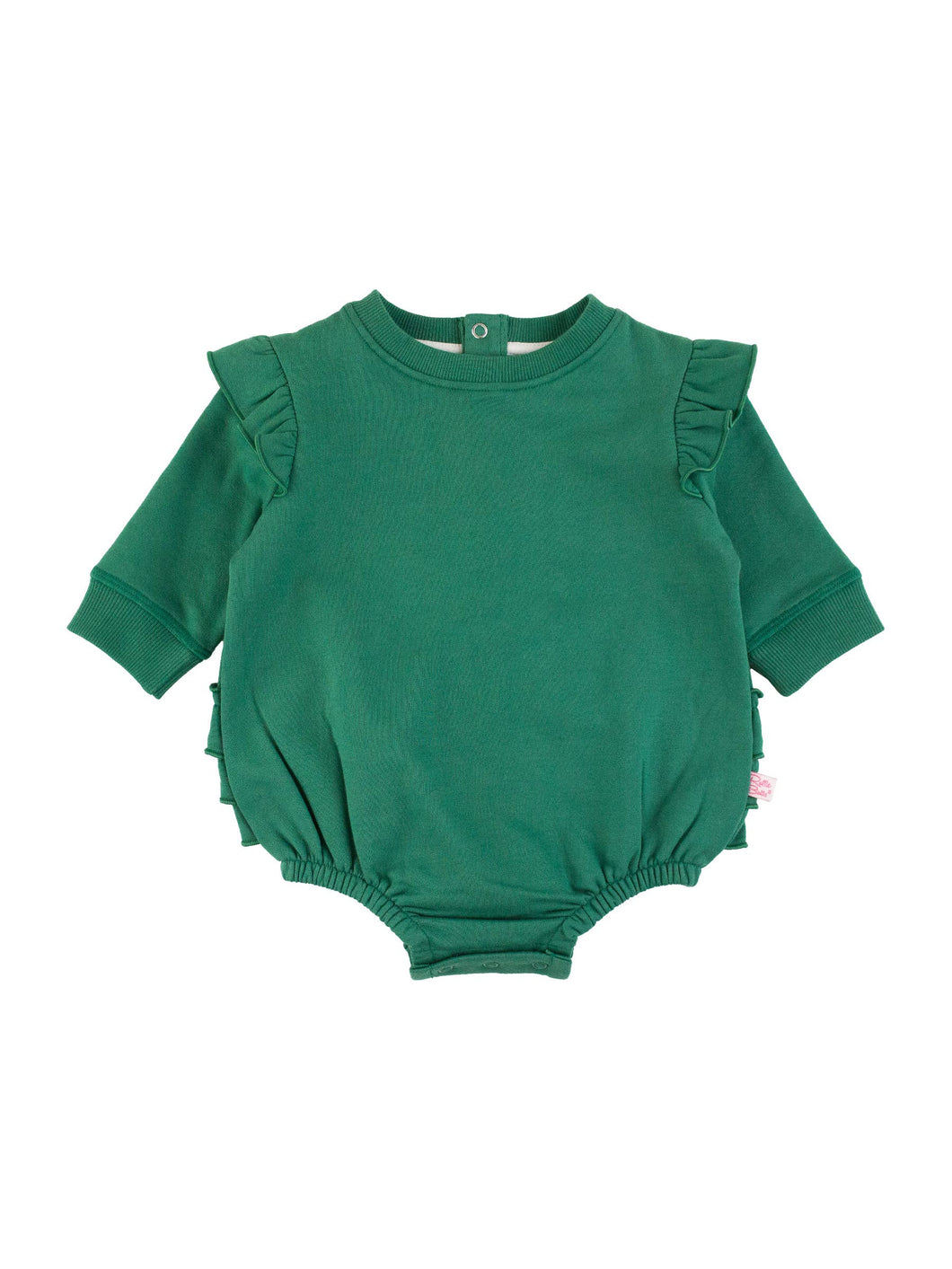 Baby Girls Fir Green Sweatshirt Bubble Romper