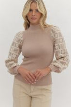 Load image into Gallery viewer, Claudia-Mock Neck Sweater With Crochet Sleeve
