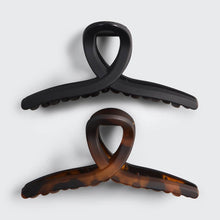 Load image into Gallery viewer, Recycled Plastic Large Loop Claw Clips 2pc - Black &amp; Tort
