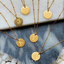 Load image into Gallery viewer, Coin Initial Charm Necklace
