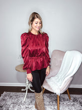 Load image into Gallery viewer, Raya- Volume Sleeve Peplum Top
