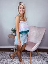 Load image into Gallery viewer, Tatum- Multi Colored Tiered Flowy Tank
