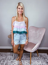 Load image into Gallery viewer, Tatum- Multi Colored Tiered Flowy Tank
