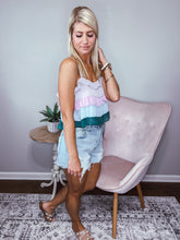 Load image into Gallery viewer, Tatum- Multi Colored Tiered Flowy Tank
